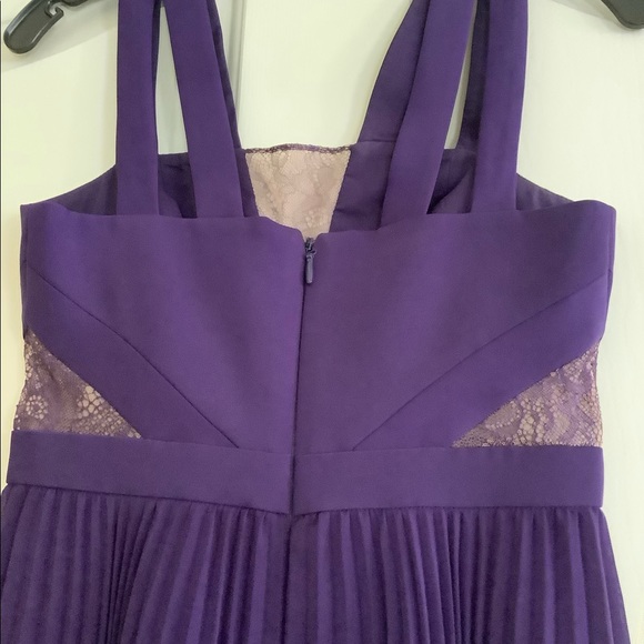 BCBG MaxAzria PlumBerry TENZIN Lace blocked pleated Dress Purple NWOT 0 - Picture 11 of 14